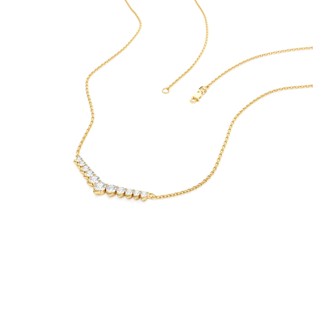 14k V Prong Chevron Diamond Necklace - view 4