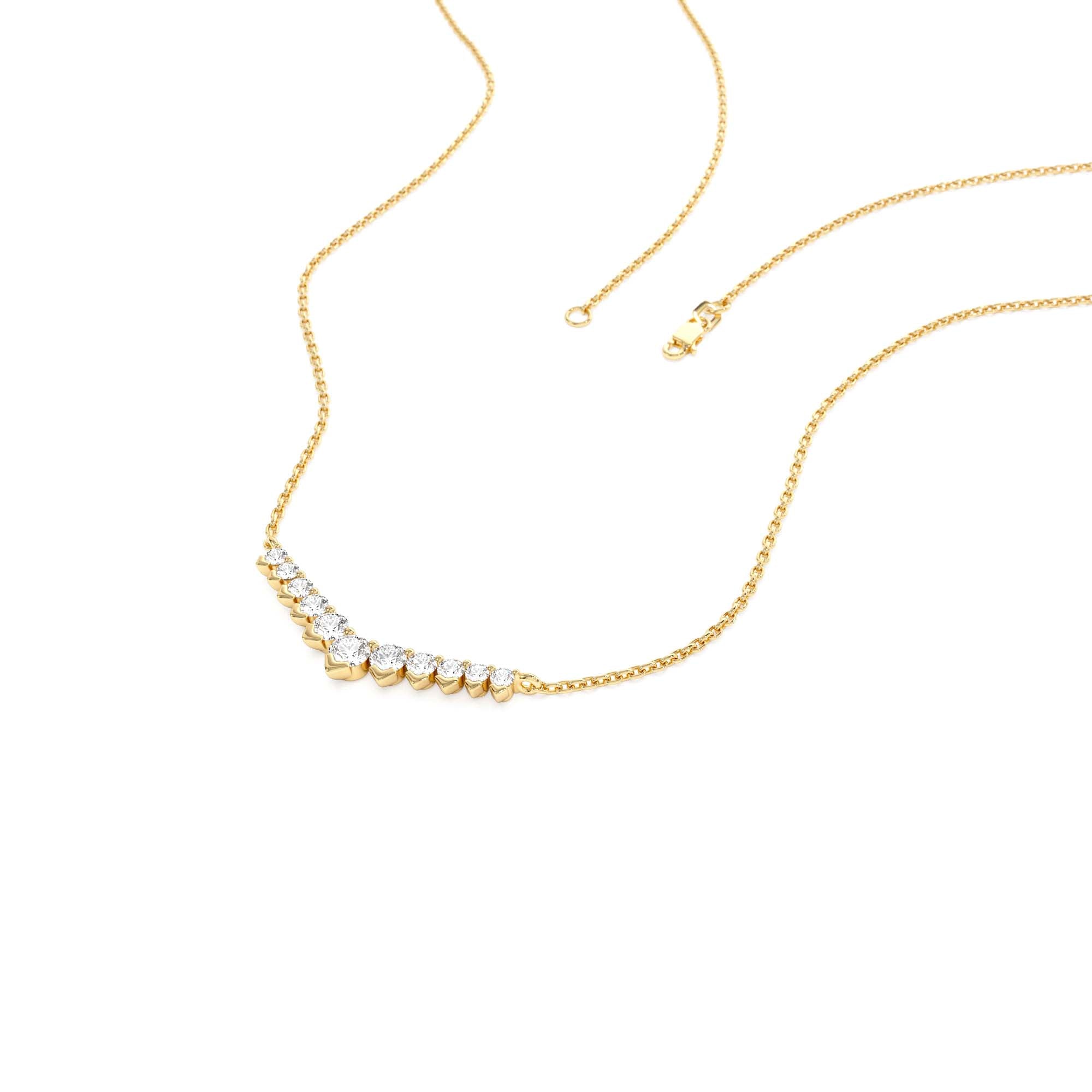 14k V Prong Chevron Diamond Necklace - view 4