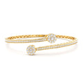 14k Gold Cross Over Diamond Bangle Bracelet by Orlina Fine