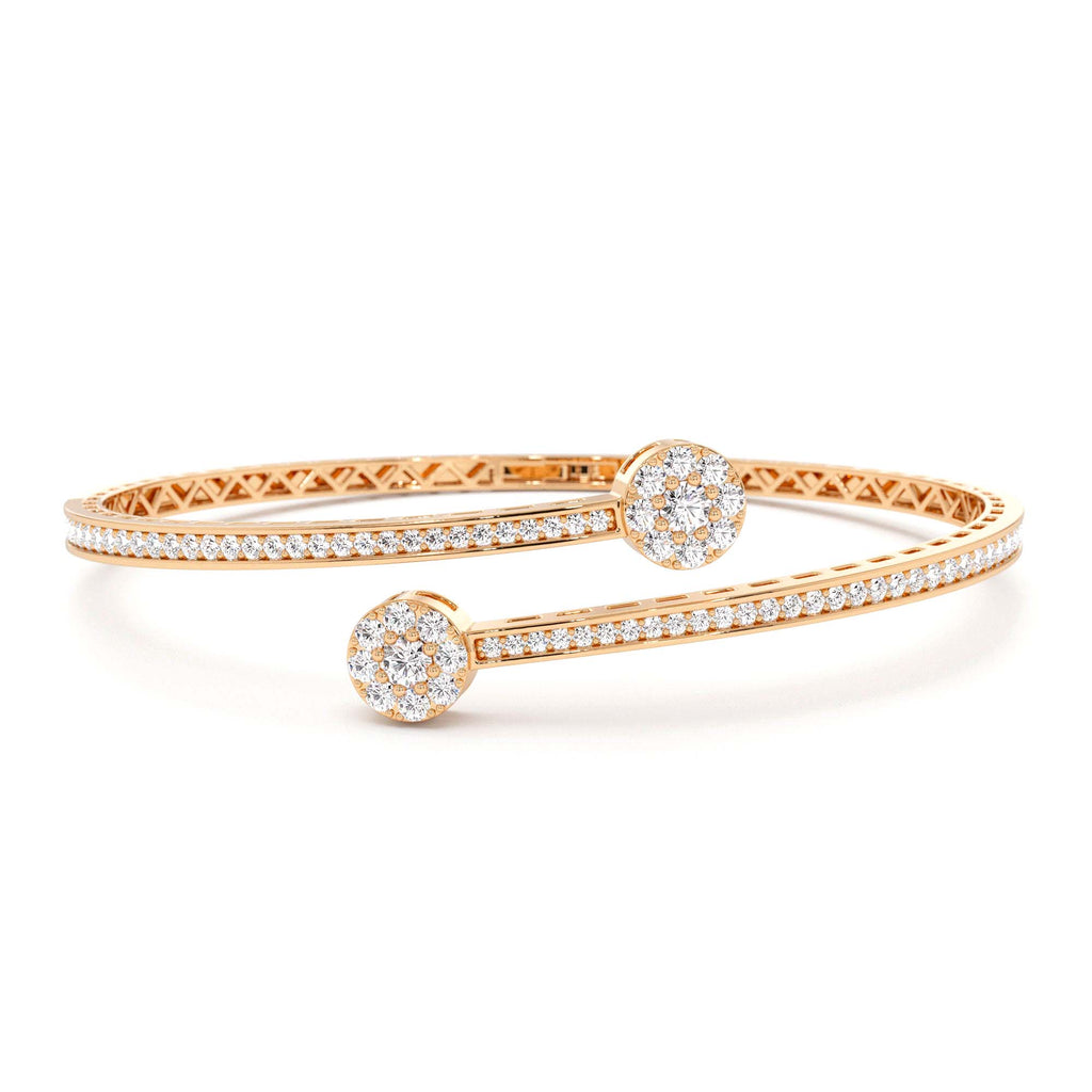 14k Gold Cross Over Diamond Bangle Bracelet - view 2