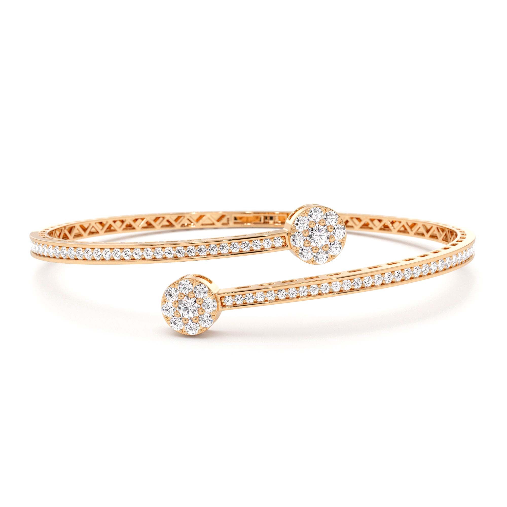 14k Gold Cross Over Diamond Bangle Bracelet - view 2