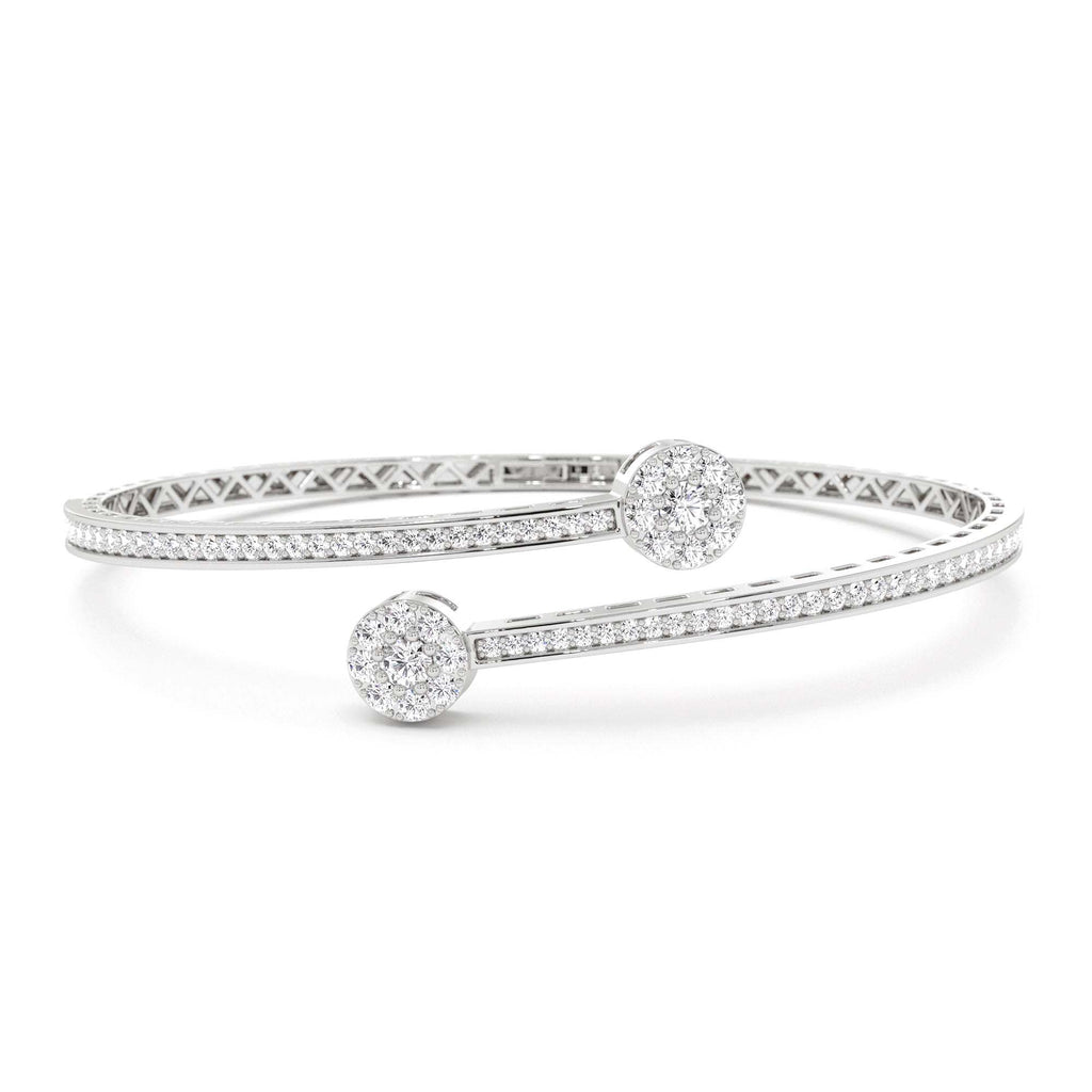 14k Gold Cross Over Diamond Bangle Bracelet - view 3