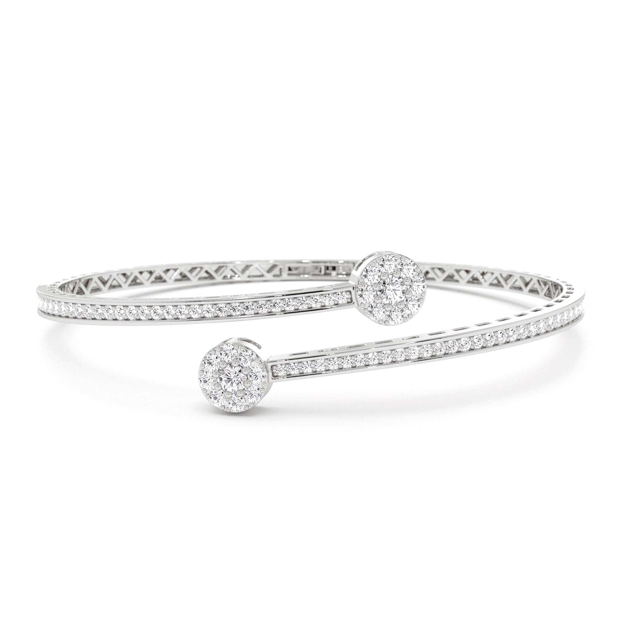 14k Gold Cross Over Diamond Bangle Bracelet - view 3