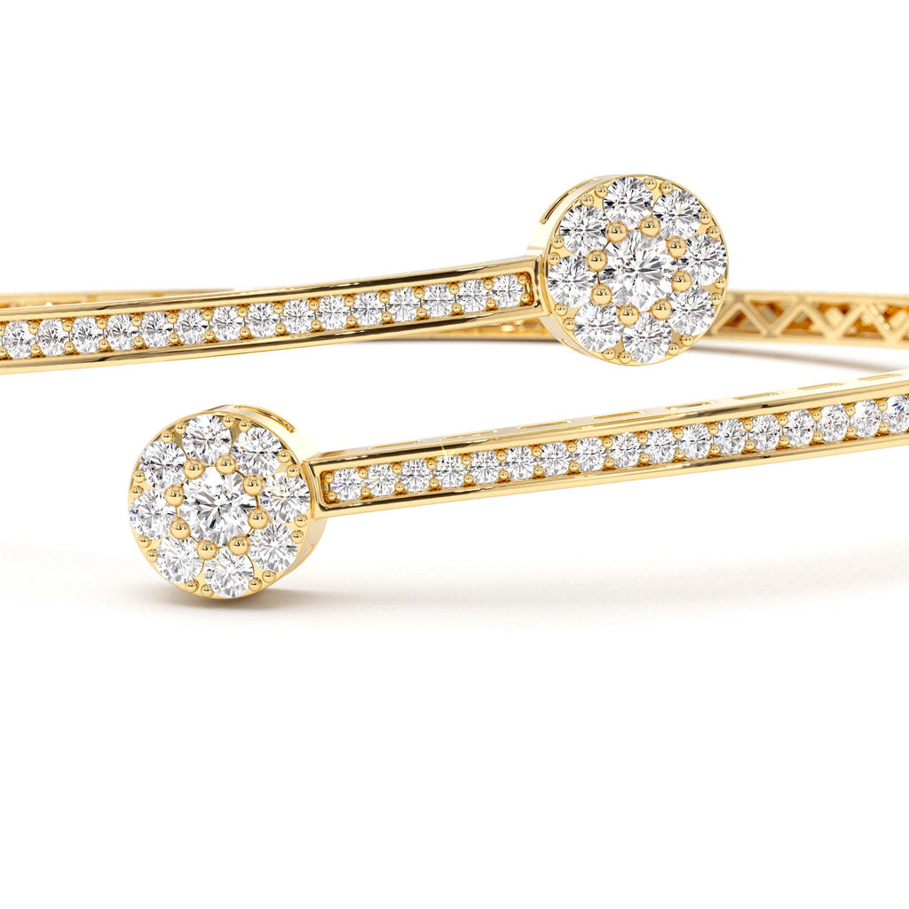 14k Gold Cross Over Diamond Bangle Bracelet - view 4