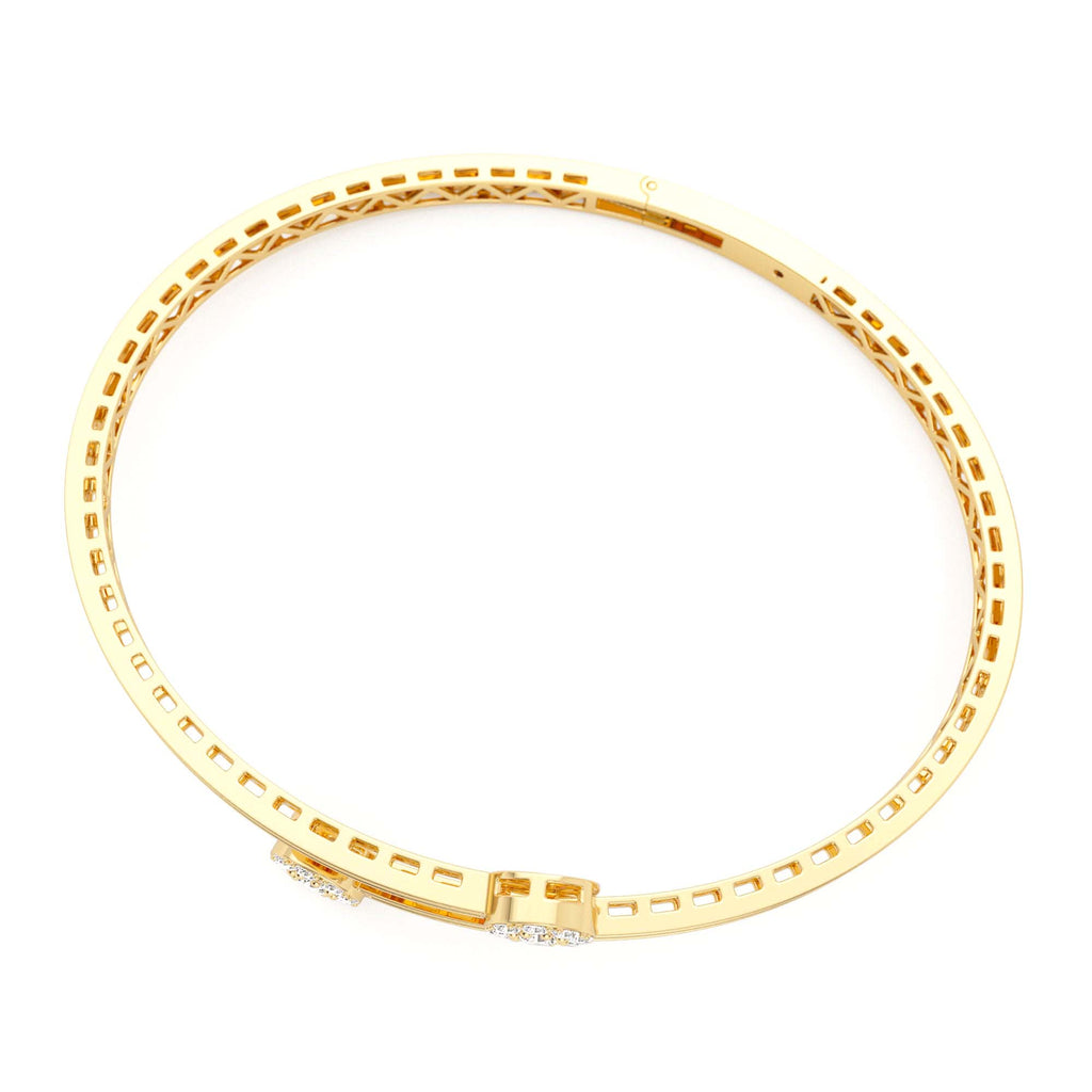 14k Gold Cross Over Diamond Bangle Bracelet - view 5
