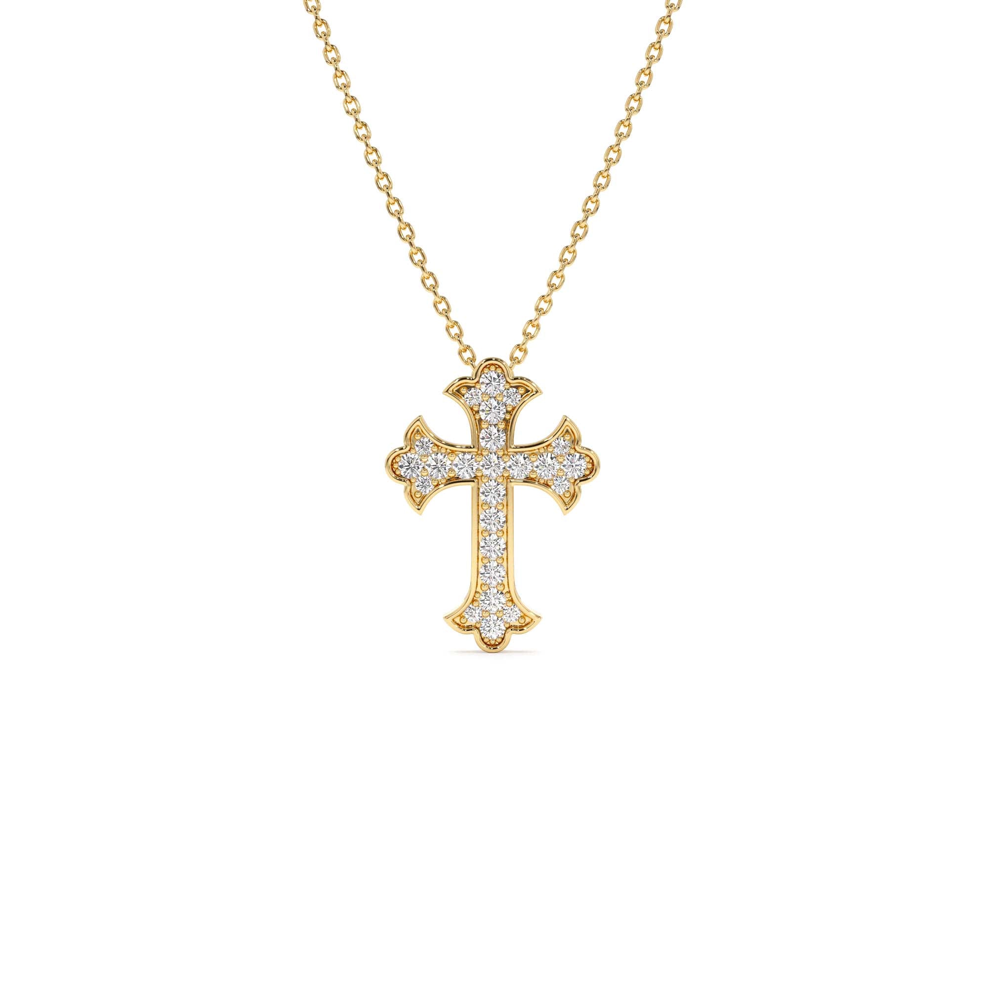 14k Pave Setting Gothic Diamond Cross by Orlina Fine