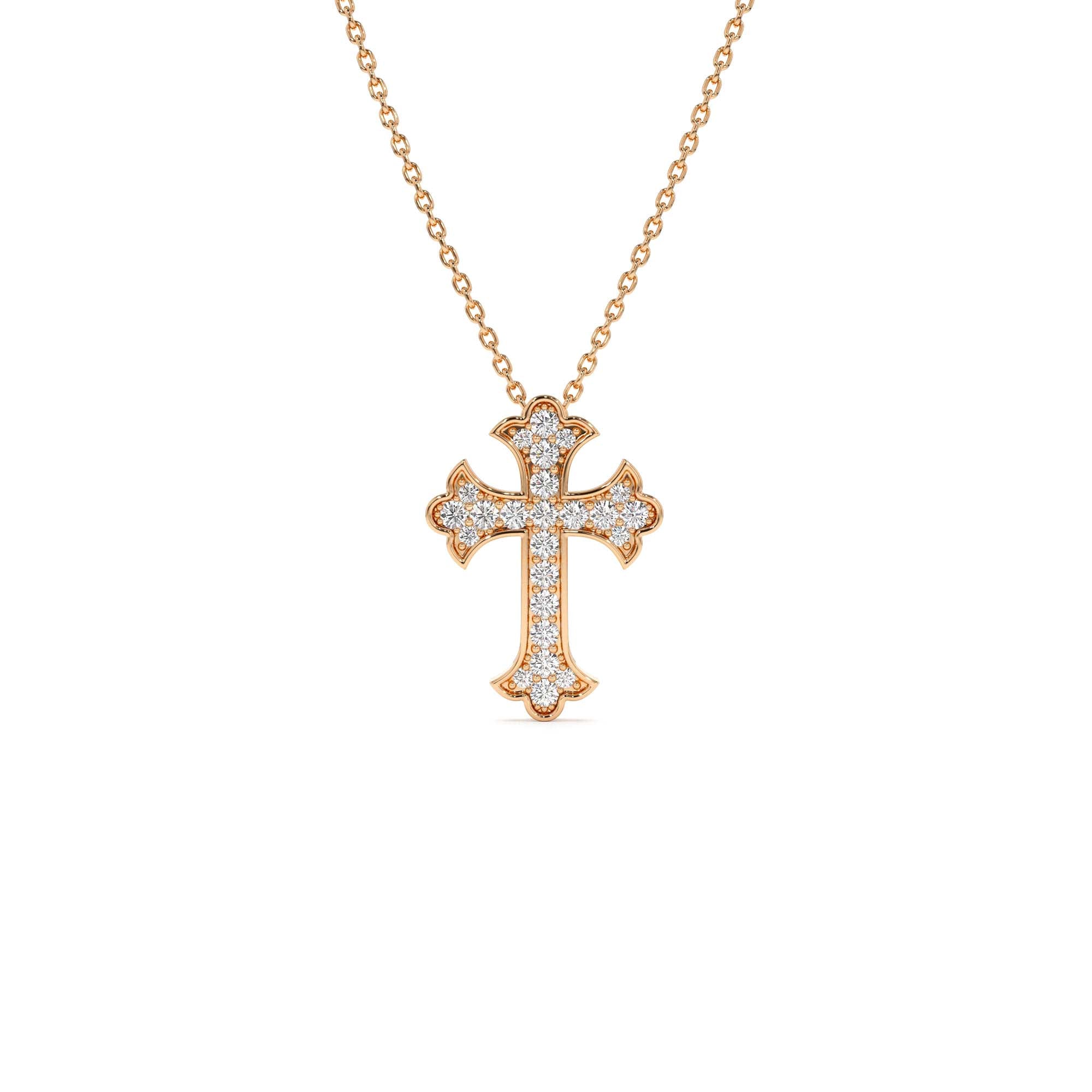 14k Pave Setting Gothic Diamond Cross - view 2