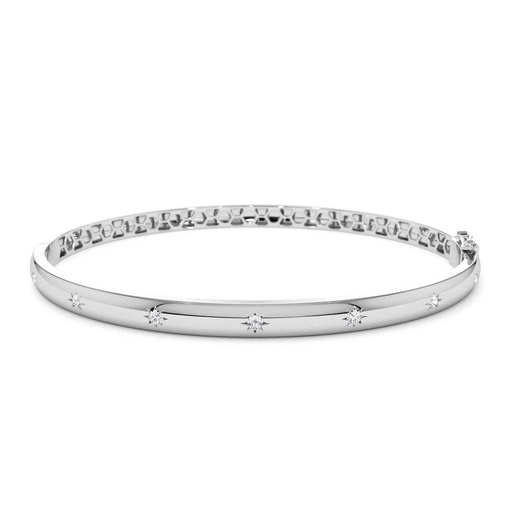 14k 4mm Dome Star Setting Diamond Bangle Bracelet - view 3