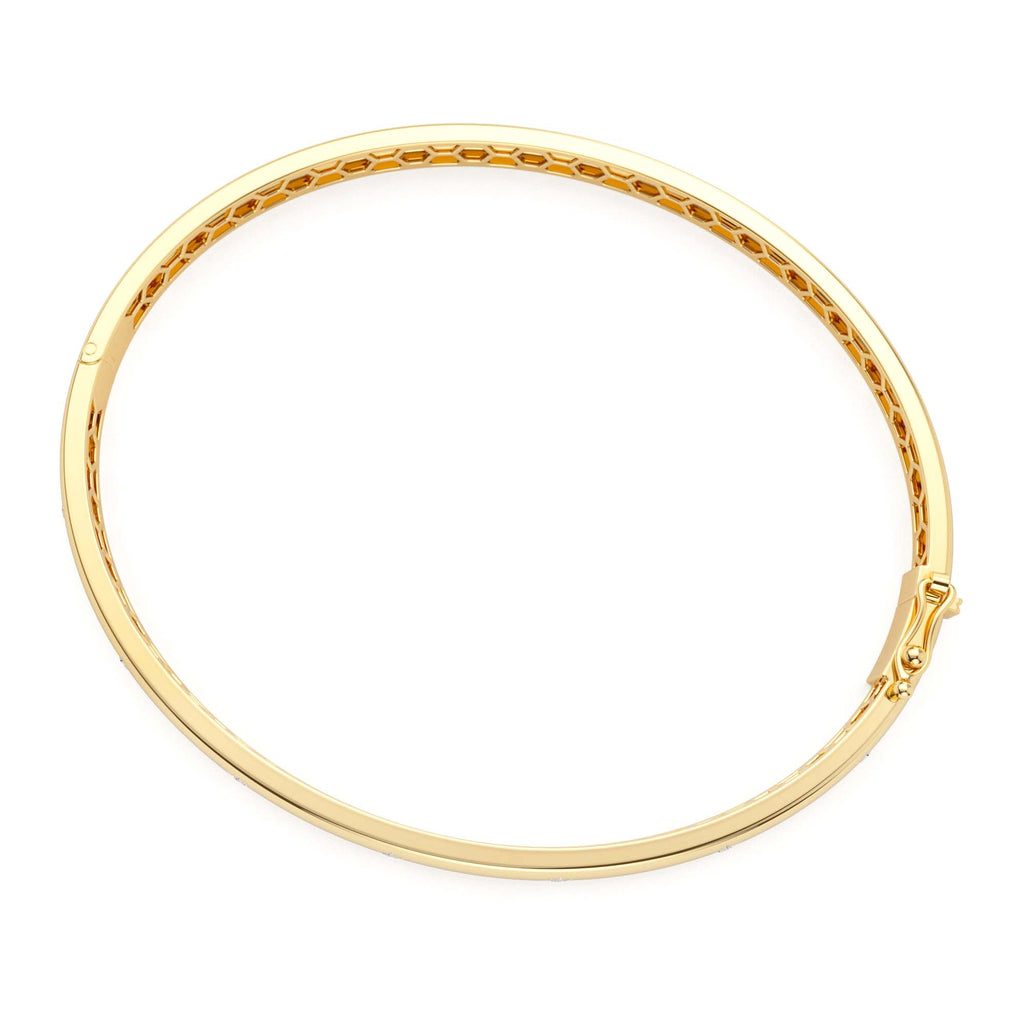 14k 4mm Dome Star Setting Diamond Bangle Bracelet - view 4