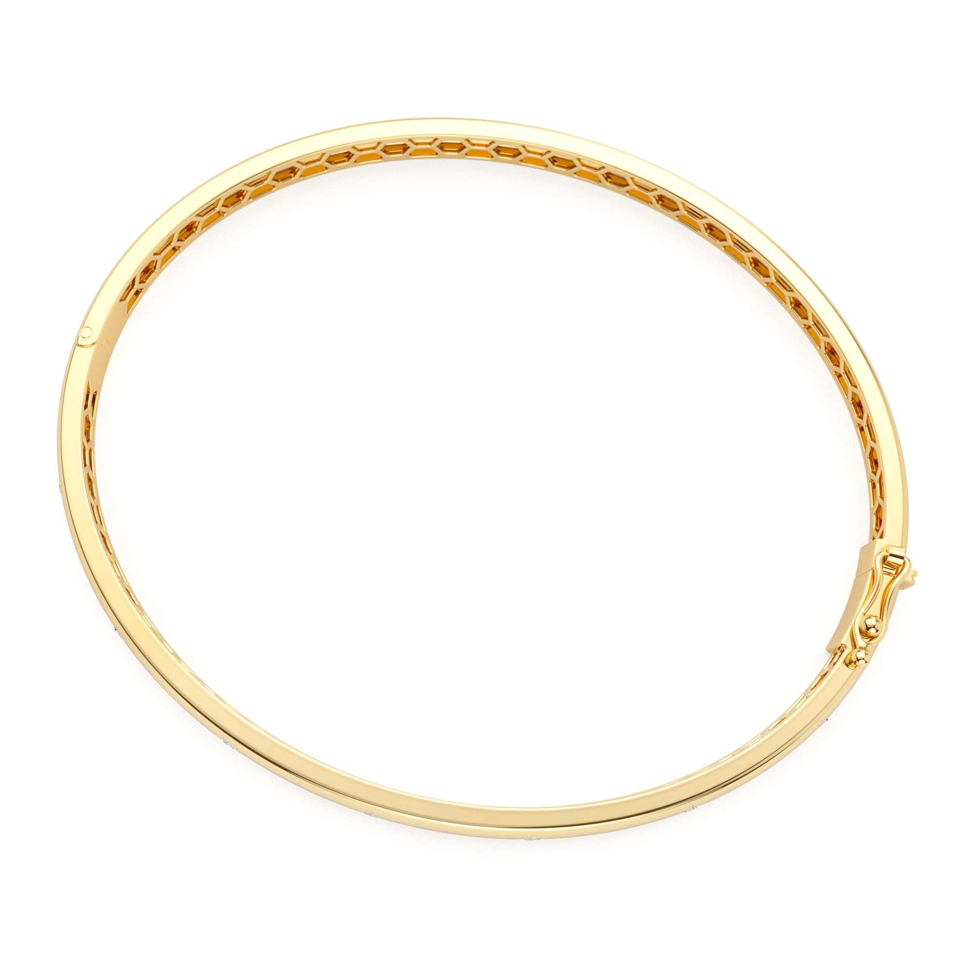14k 4mm Dome Star Setting Diamond Bangle Bracelet - view 4