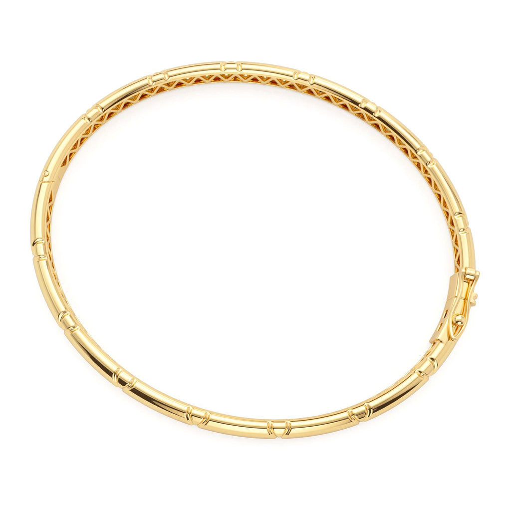 14K 4MM Dome X Cut Design Gold Bangle - view 4