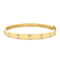 14k Gold Baguette Diamond Bezel Setting Statement Bangle by Orlina Fine