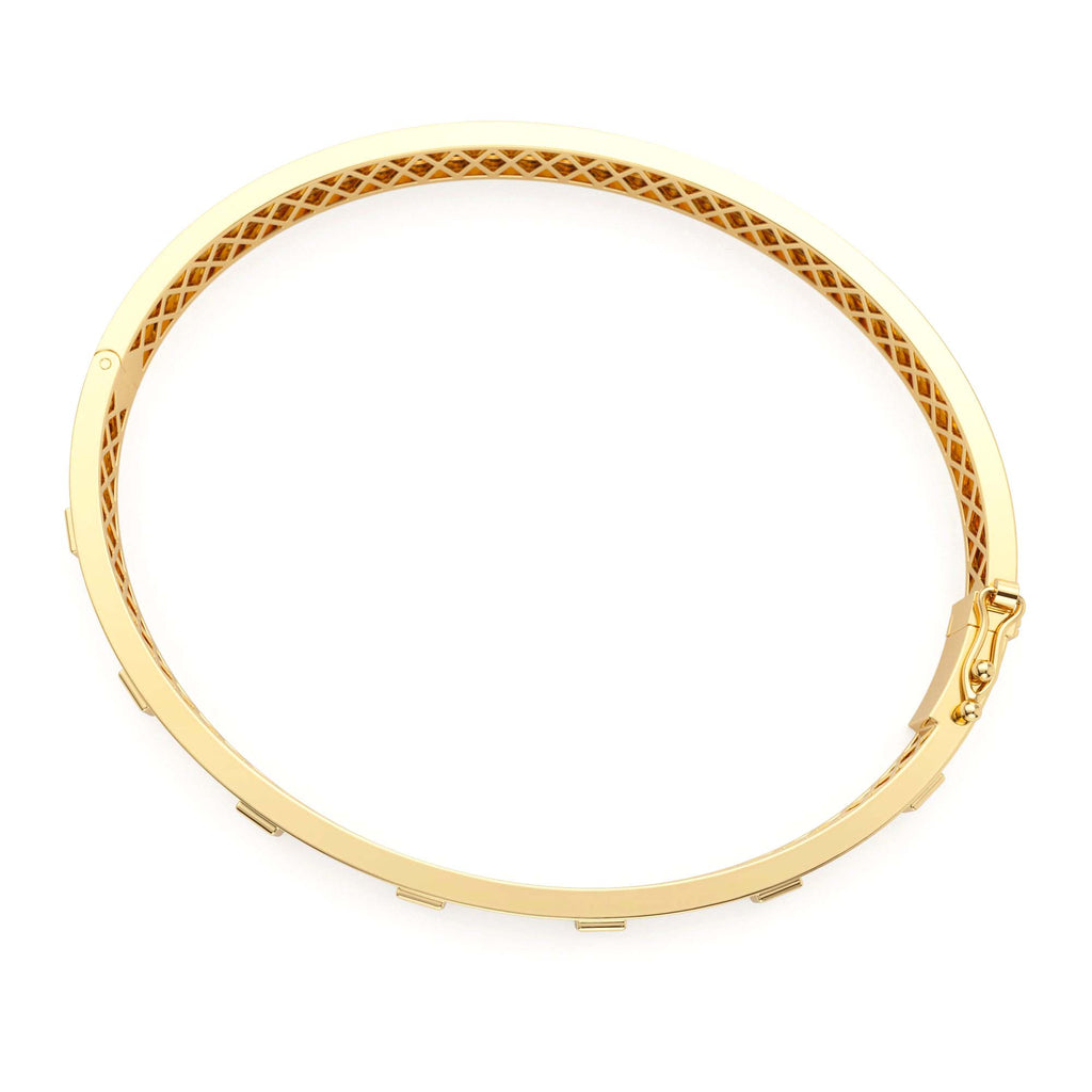 14k Gold Baguette Diamond Bezel Setting Statement Bangle - view 4