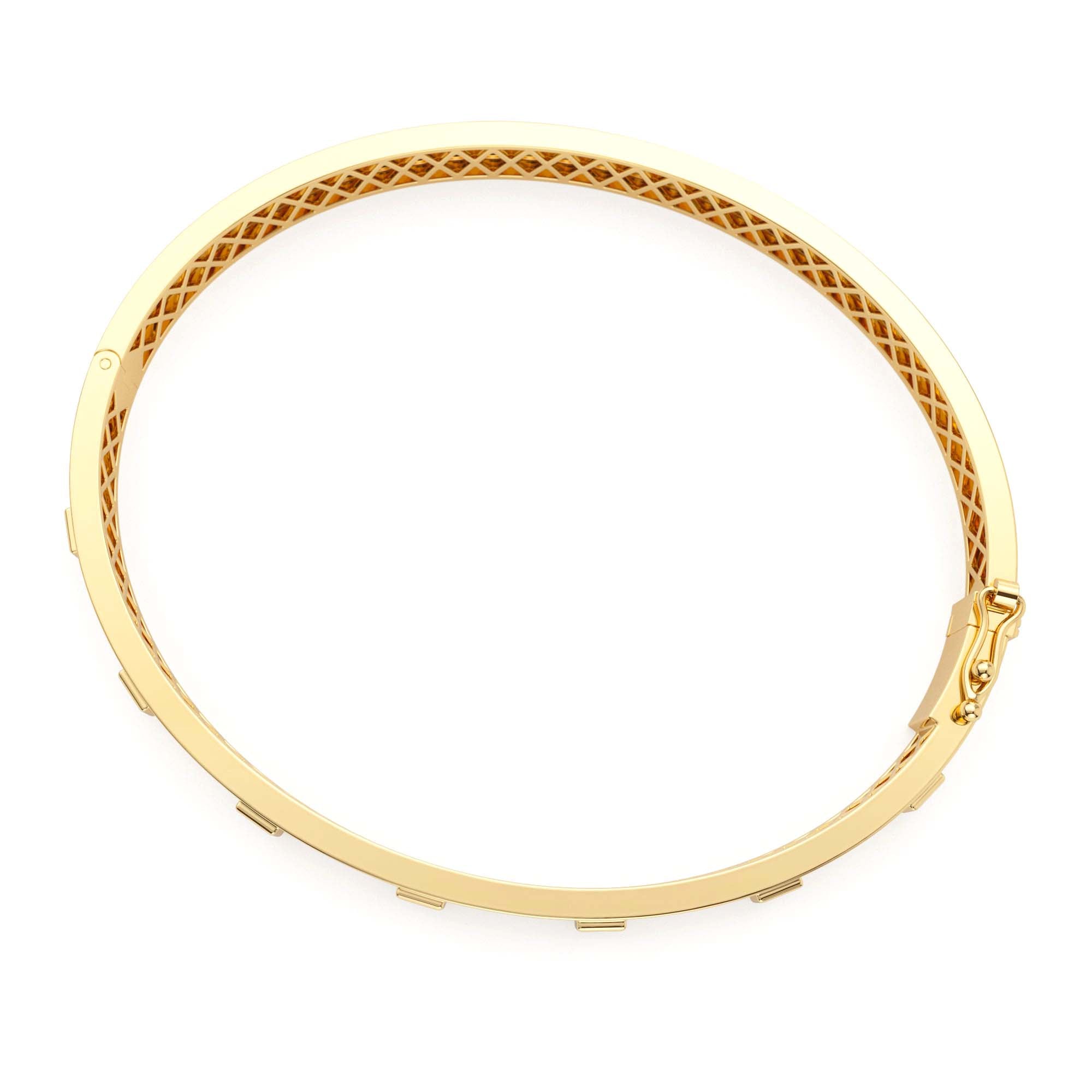 14k Gold Baguette Diamond Bezel Setting Statement Bangle - view 4