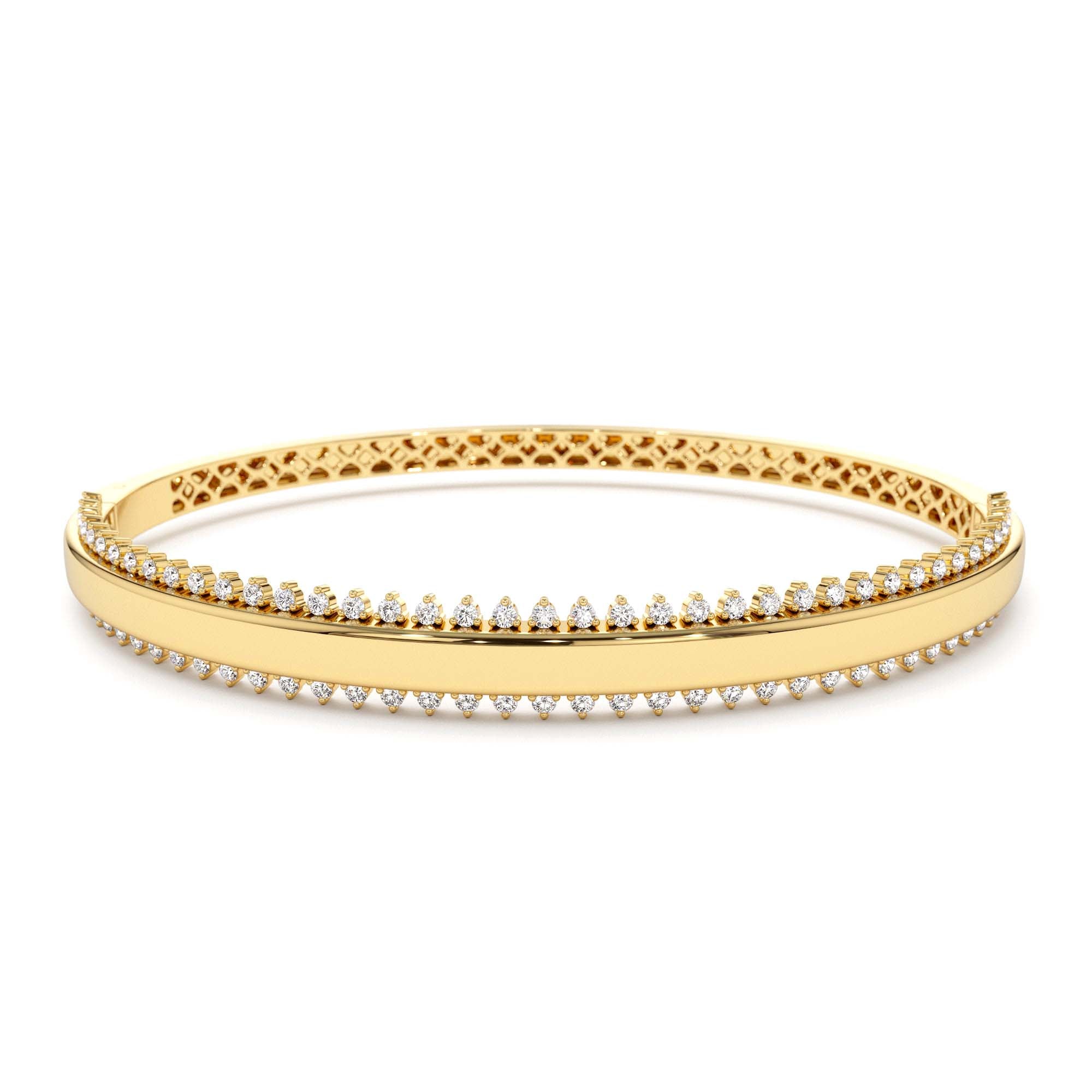 14k 0.85 Ctw Statement Diamond Bangle Bracelet by Orlina Fine