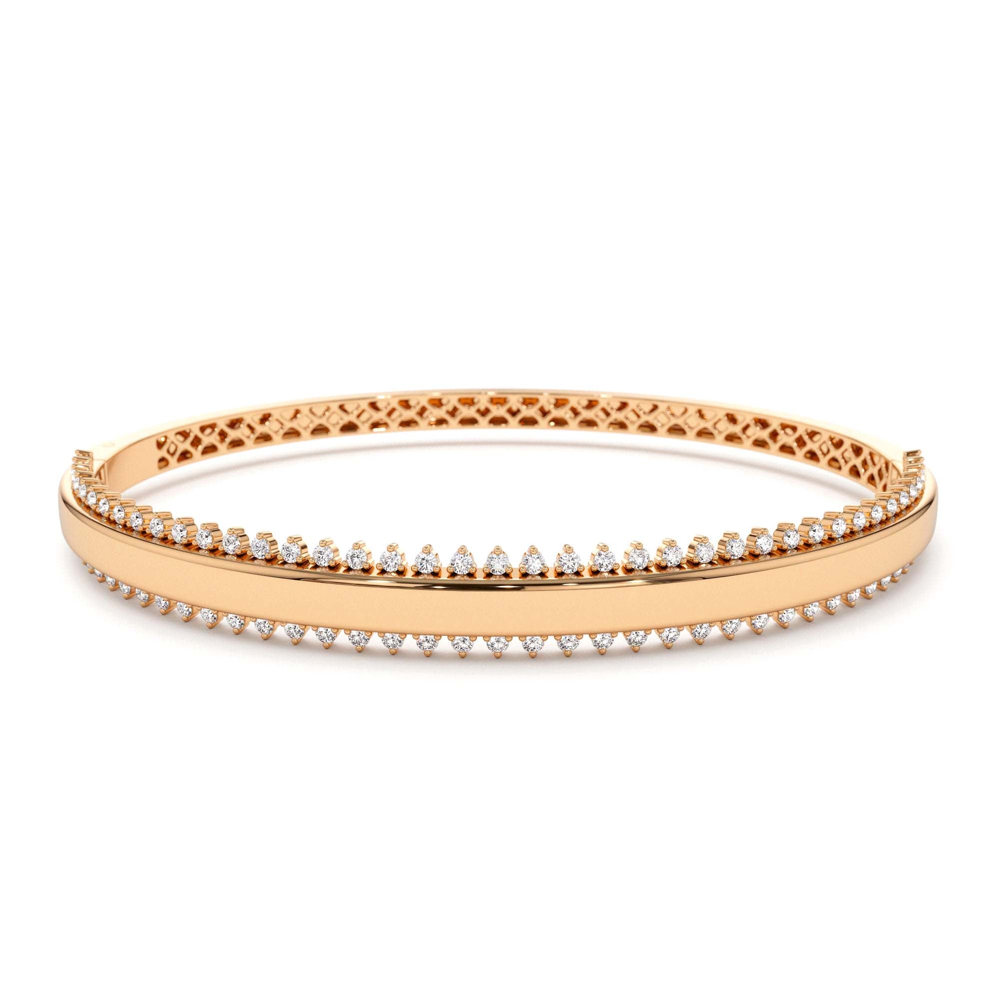 14k 0.85 Ctw Statement Diamond Bangle Bracelet - view 2
