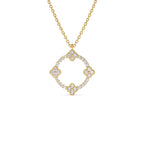 14k All Diamond Clover Circle Necklace by Orlina Fine