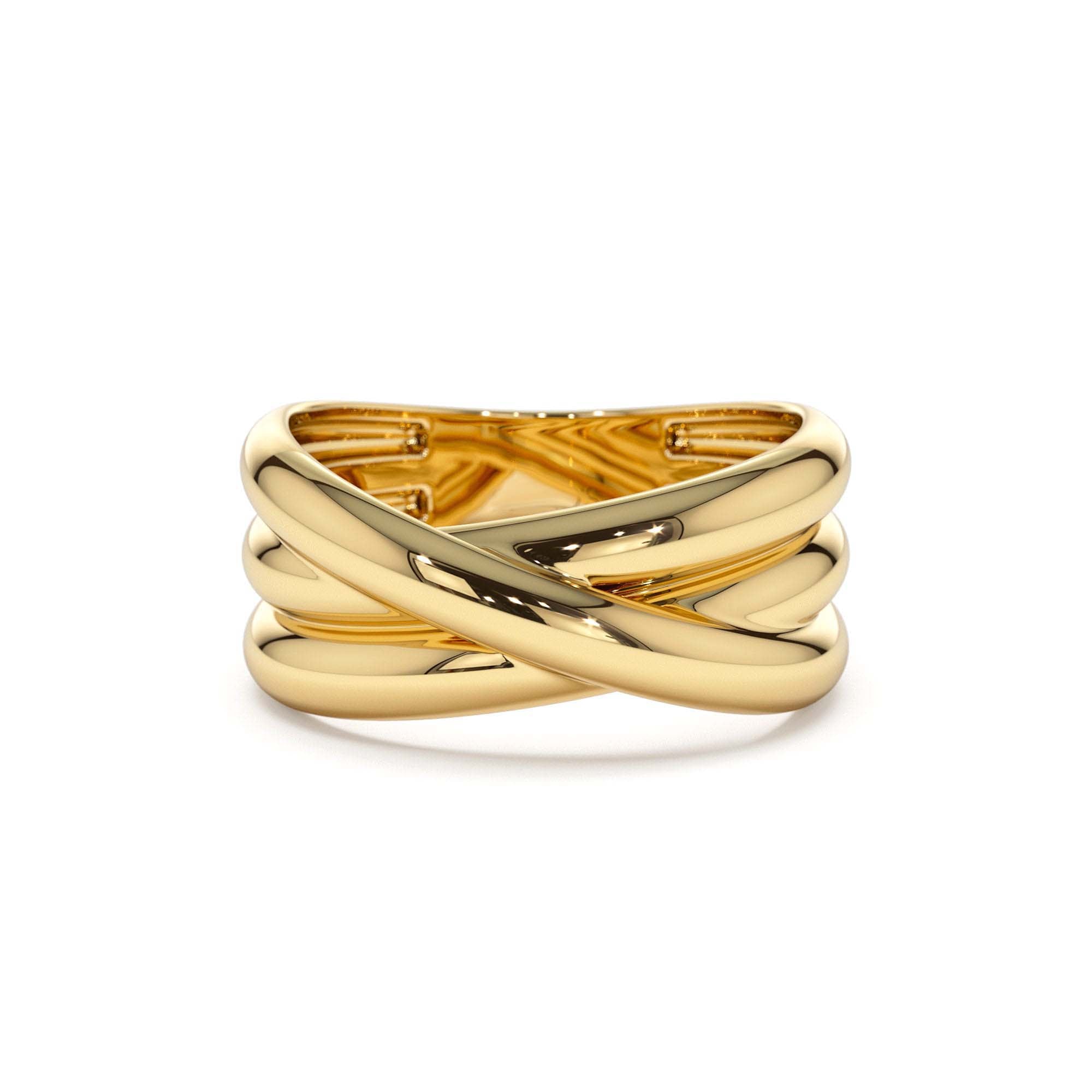 14k Solid Gold Multi-strand Crossover Ring by Orlina Fine