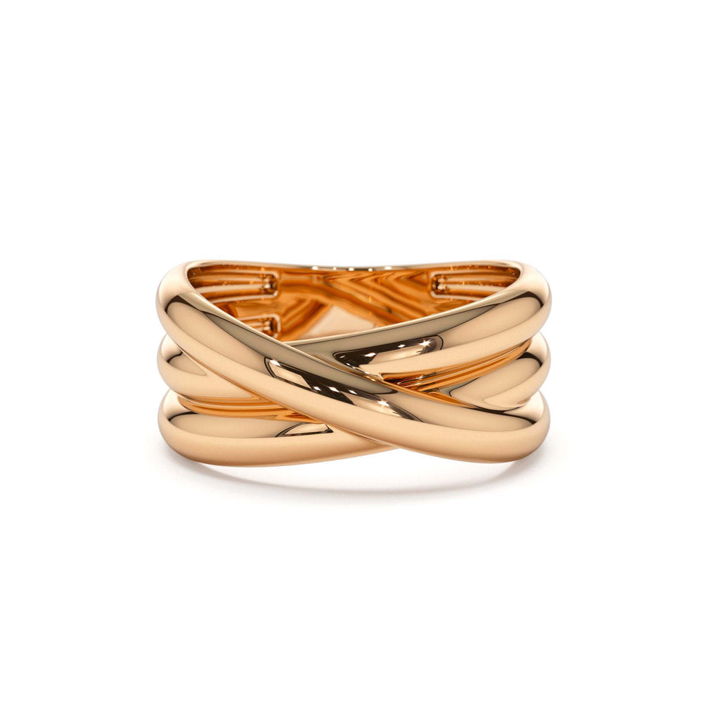 14k Solid Gold Multi-strand Crossover Ring - view 2