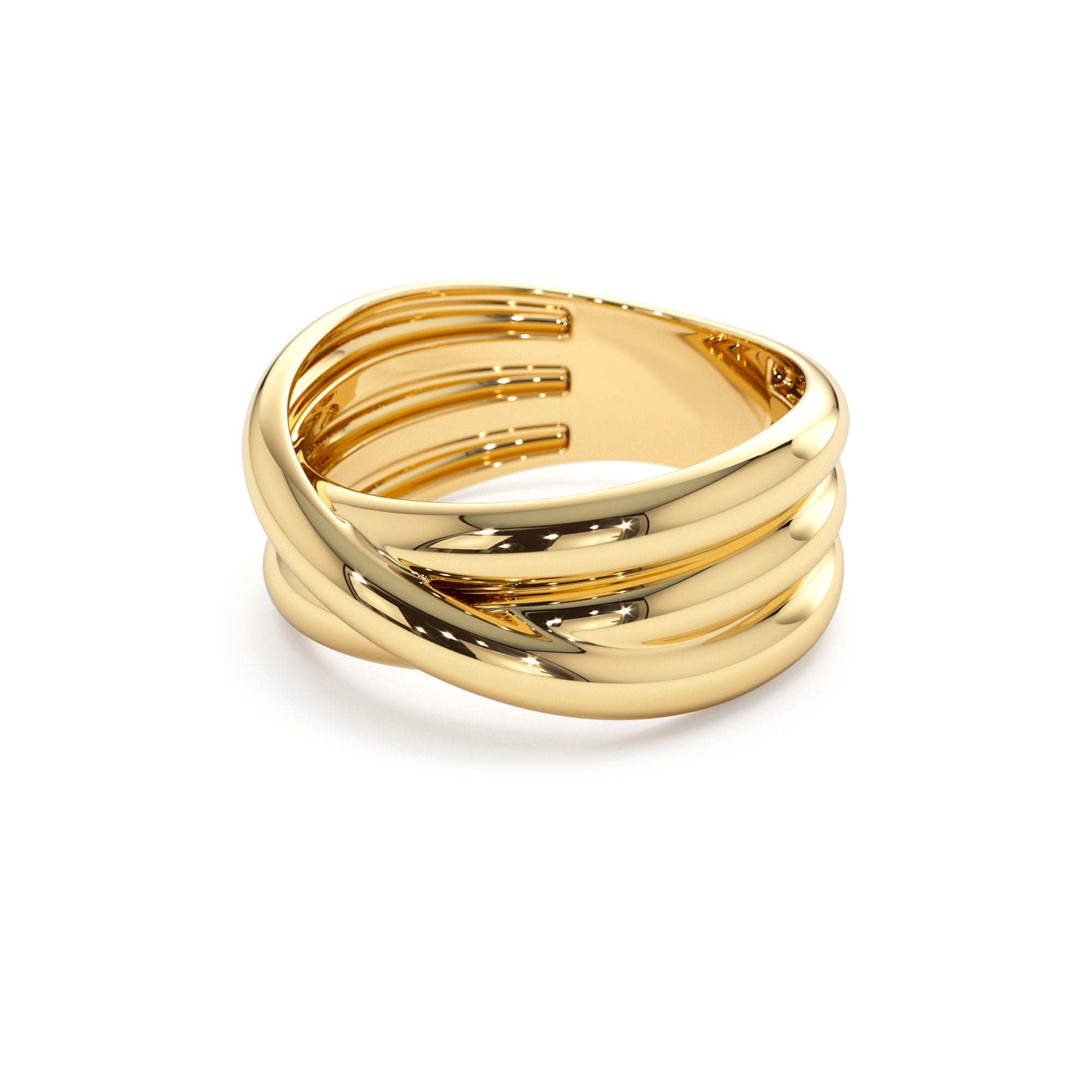 14k Solid Gold Multi-strand Crossover Ring - view 4