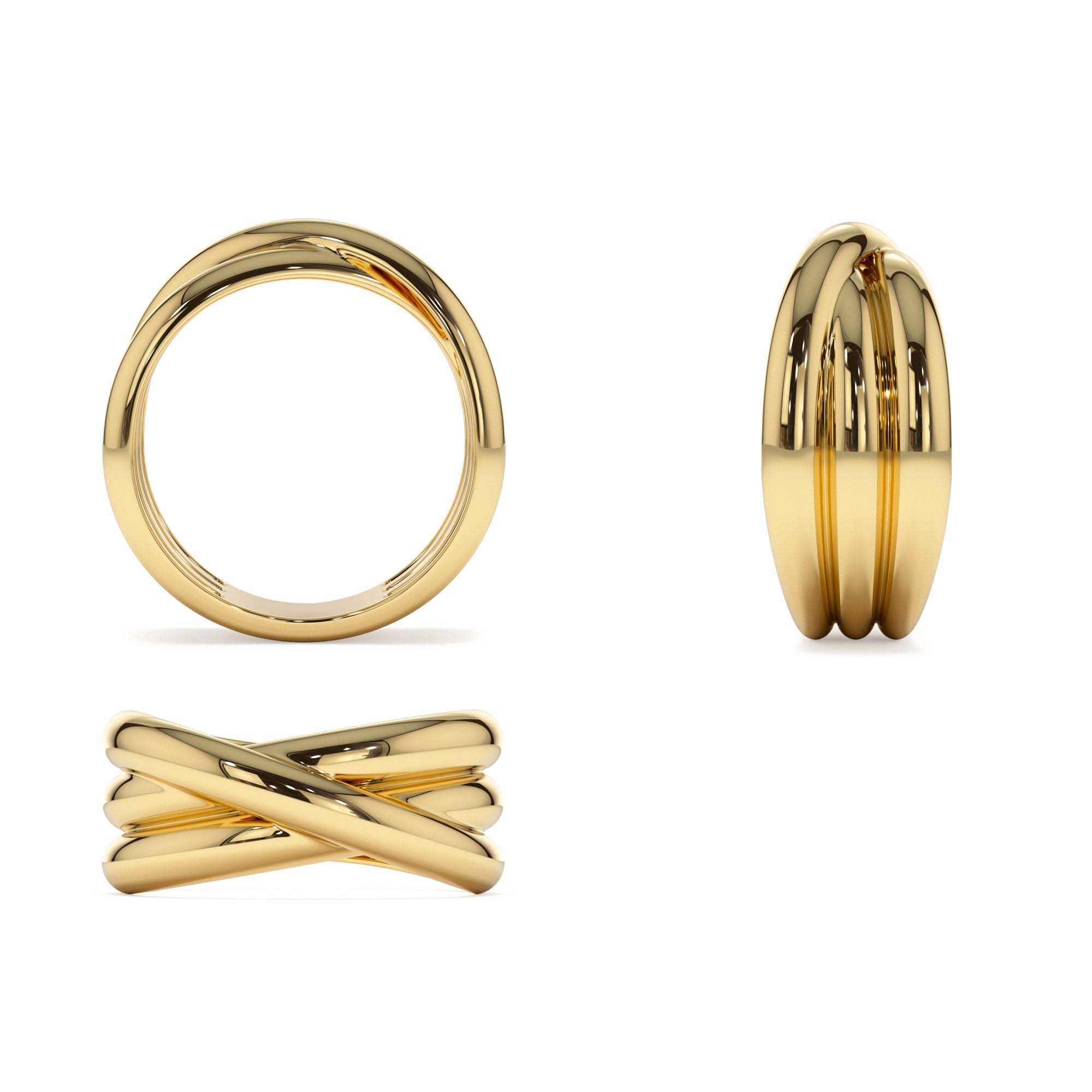 14k Solid Gold Multi-strand Crossover Ring - view 5
