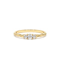 14k Gold Three Stone Dainty Diamond Twisted Ring by Orlina Fine