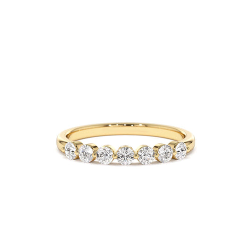 14k 0.40ctw 7 Stone Shared Prong Diamond Wedding Band by Orlina Fine
