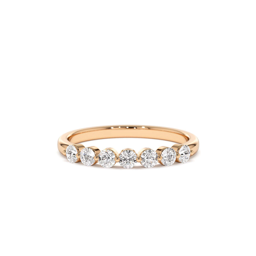 14k 0.40ctw 7 Stone Shared Prong Diamond Wedding Band - view 2