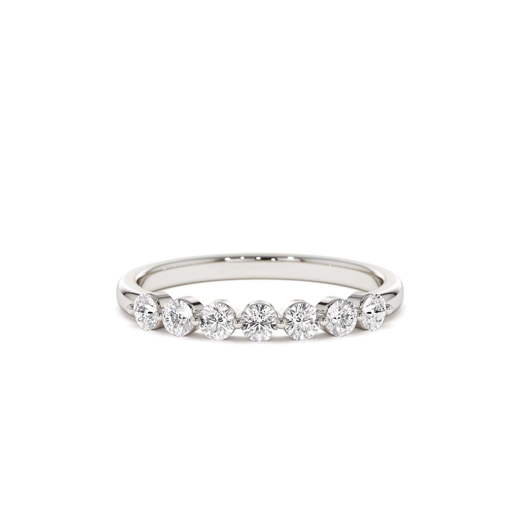 14k 0.40ctw 7 Stone Shared Prong Diamond Wedding Band - view 3