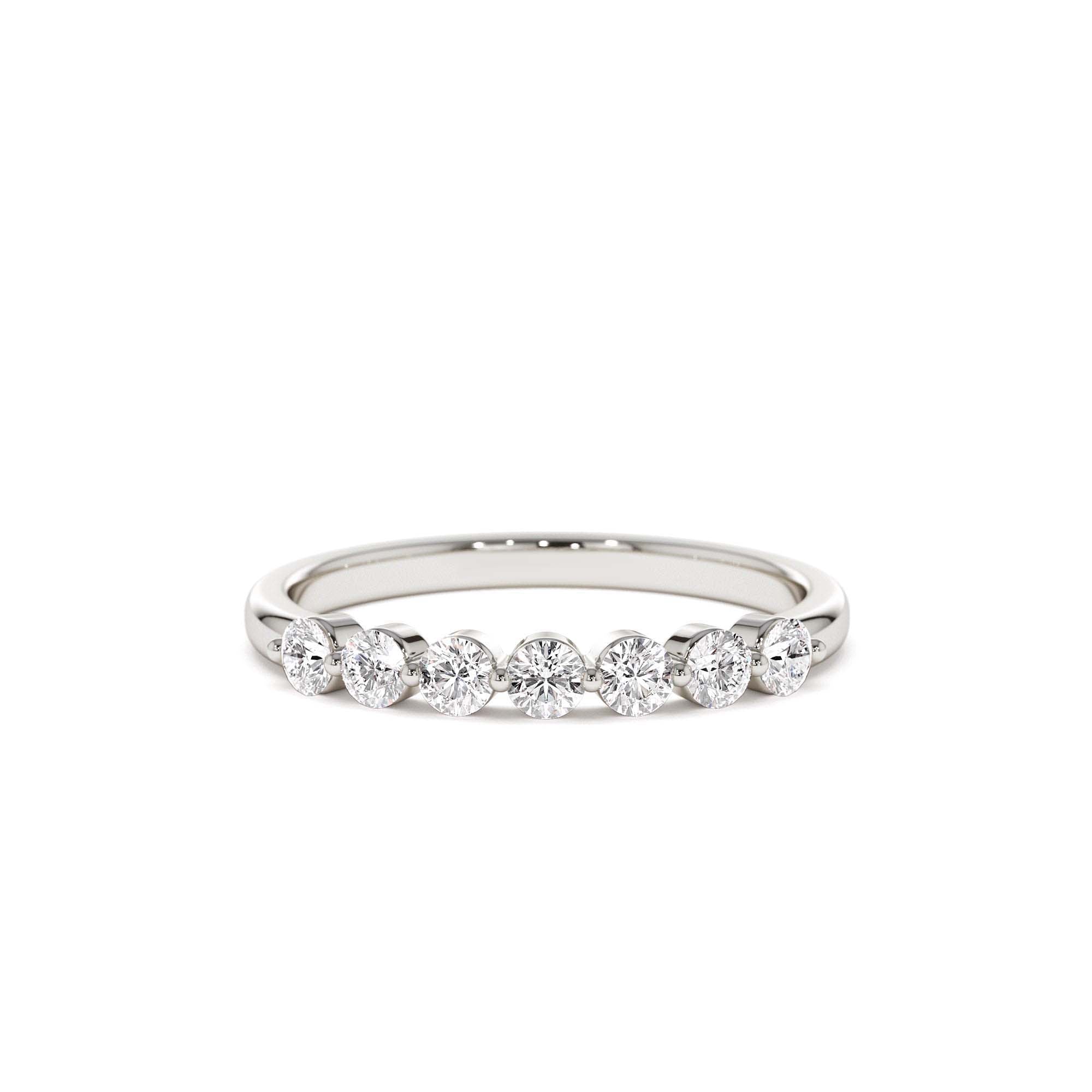 14k 0.40ctw 7 Stone Shared Prong Diamond Wedding Band - view 3