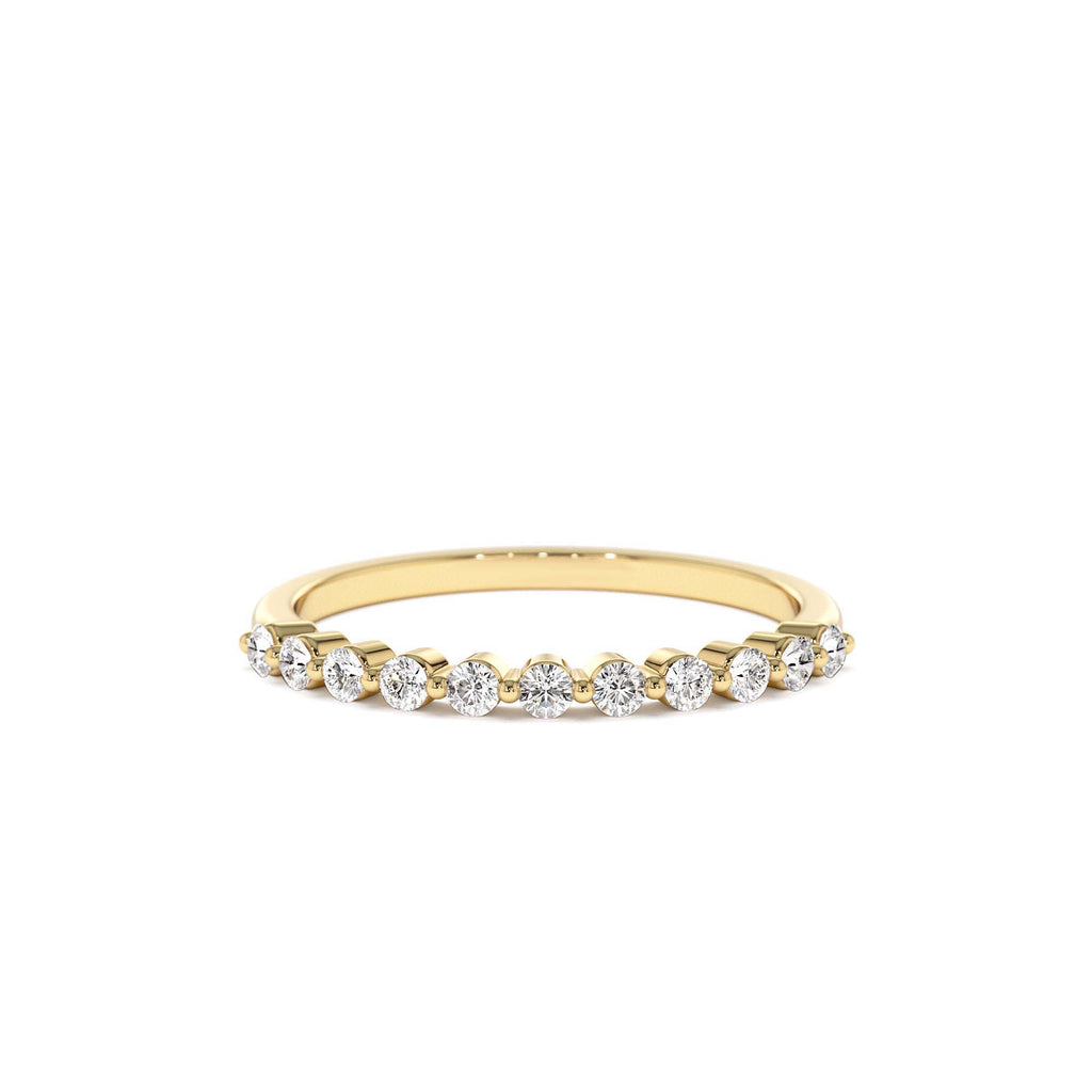 14k 0.30ctw 11 Stone Shared Prong Diamond Wedding Band by Orlina Fine