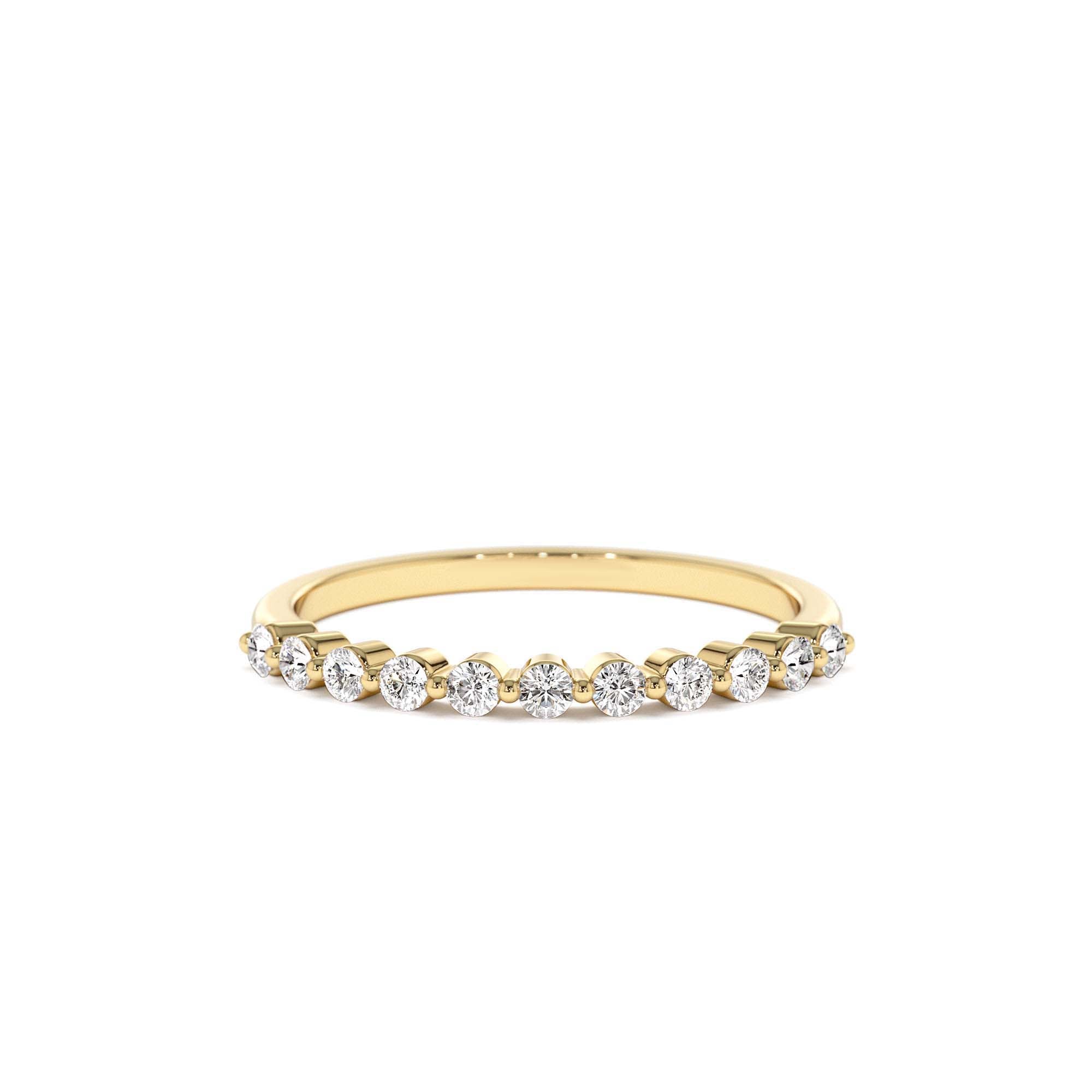 14k 0.30ctw 11 Stone Shared Prong Diamond Wedding Band by Orlina Fine