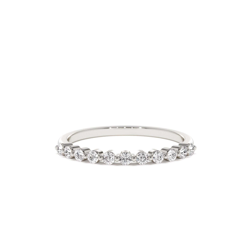 14k 0.30ctw 11 Stone Shared Prong Diamond Wedding Band - view 3