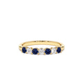 14k 7 Stone Basket Setting Diamond and Sapphire Wedding Ring by Orlina Fine