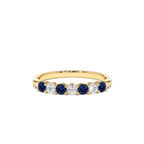 14k 7 Stone Basket Setting Diamond and Sapphire Wedding Ring by Orlina Fine