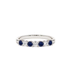 14k 7 Stone Basket Setting Diamond and Sapphire Wedding Ring - view 3