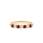 14k 7 Stone Basket Setting Diamond and Ruby Wedding Ring by Orlina Fine
