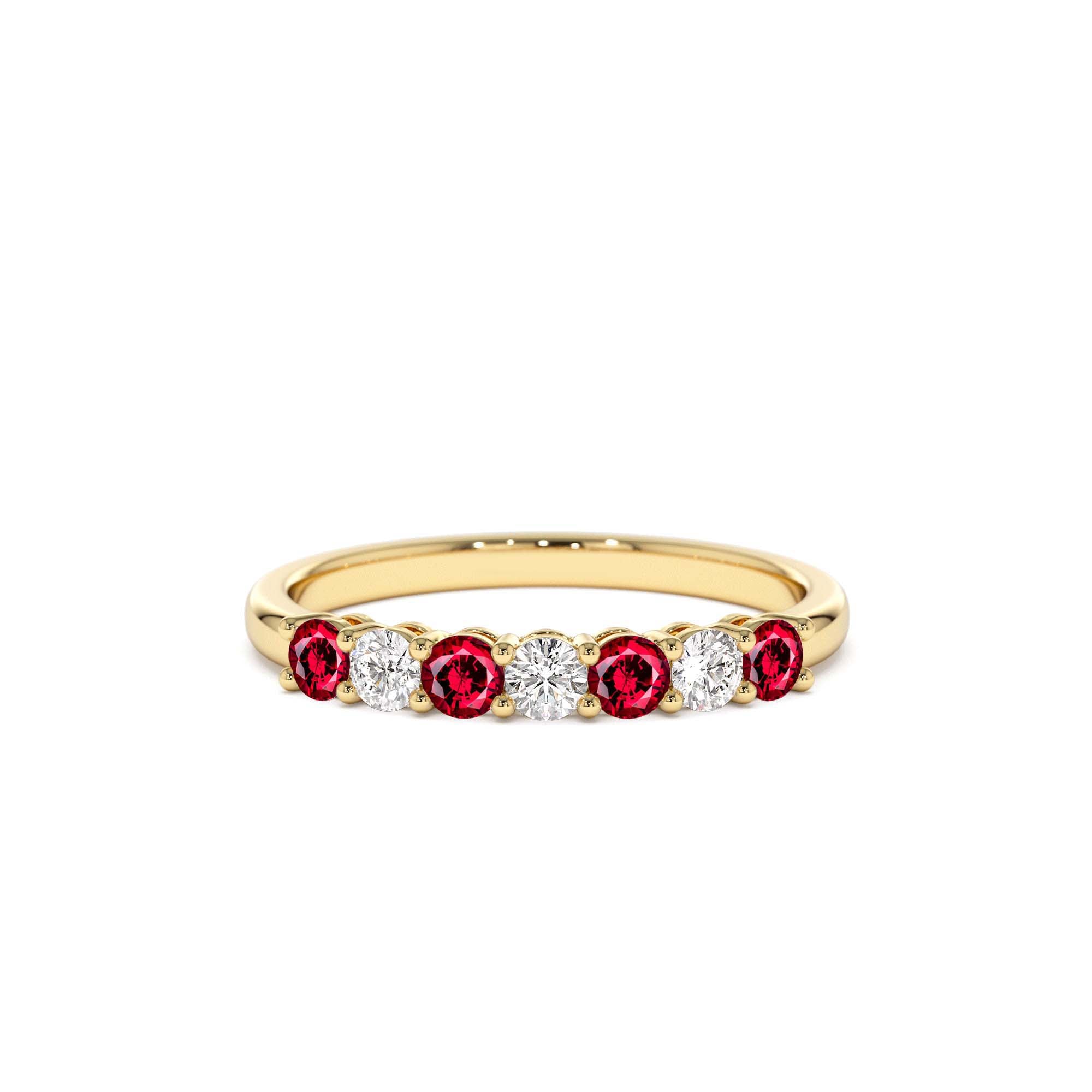 14k 7 Stone Basket Setting Diamond and Ruby Wedding Ring by Orlina Fine