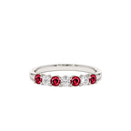 14k 7 Stone Basket Setting Diamond and Ruby Wedding Ring - view 2