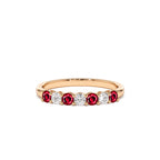 14k 7 Stone Basket Setting Diamond and Ruby Wedding Ring - view 3
