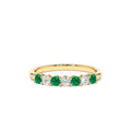 14k 7 Stone Basket Setting Diamond and Emerlad Wedding Ring by Orlina Fine