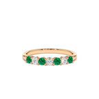 14k 7 Stone Basket Setting Diamond and Emerlad Wedding Ring - view 2