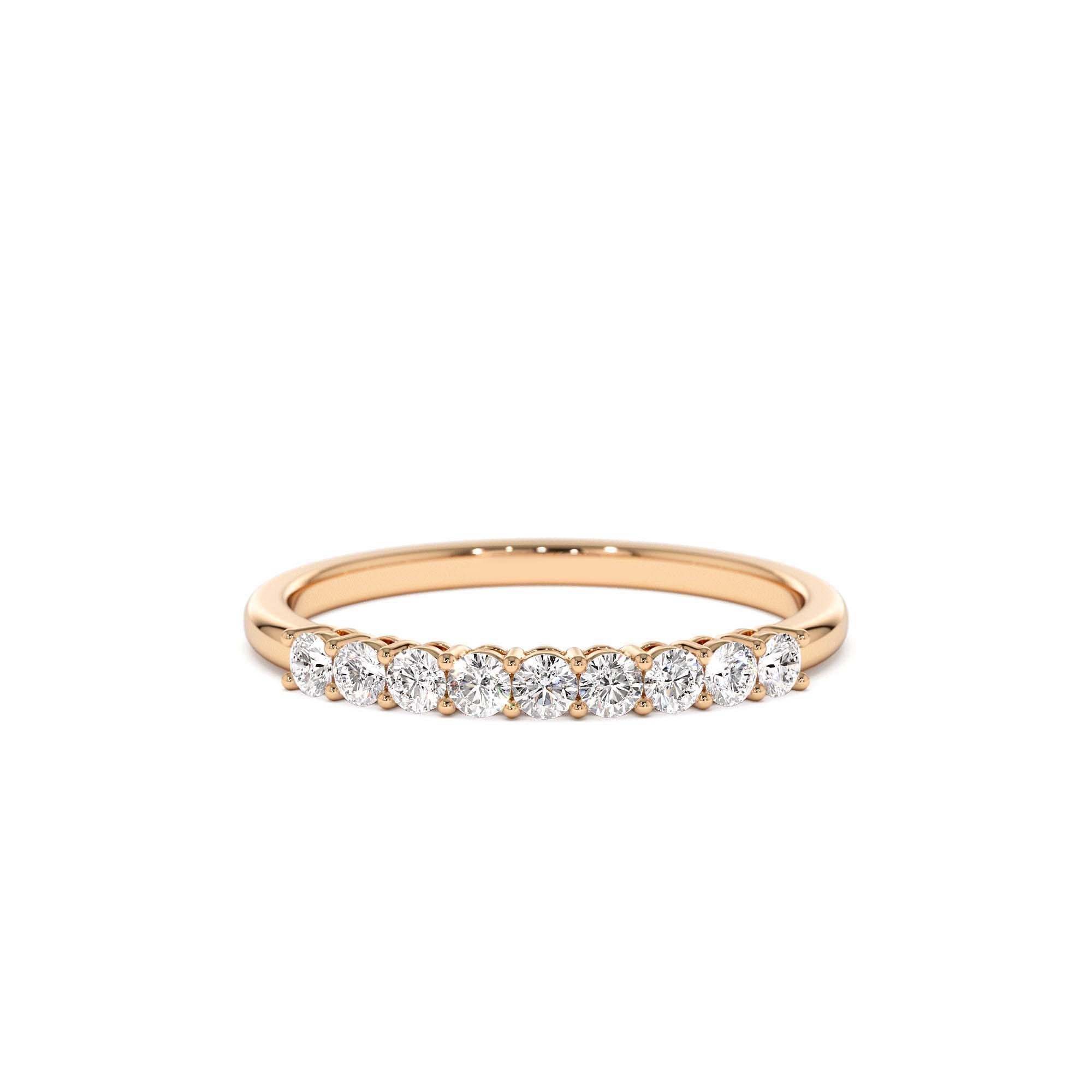 14k 0.30ctw 9 Stone Basket Setting Diamond Wedding Ring - view 3