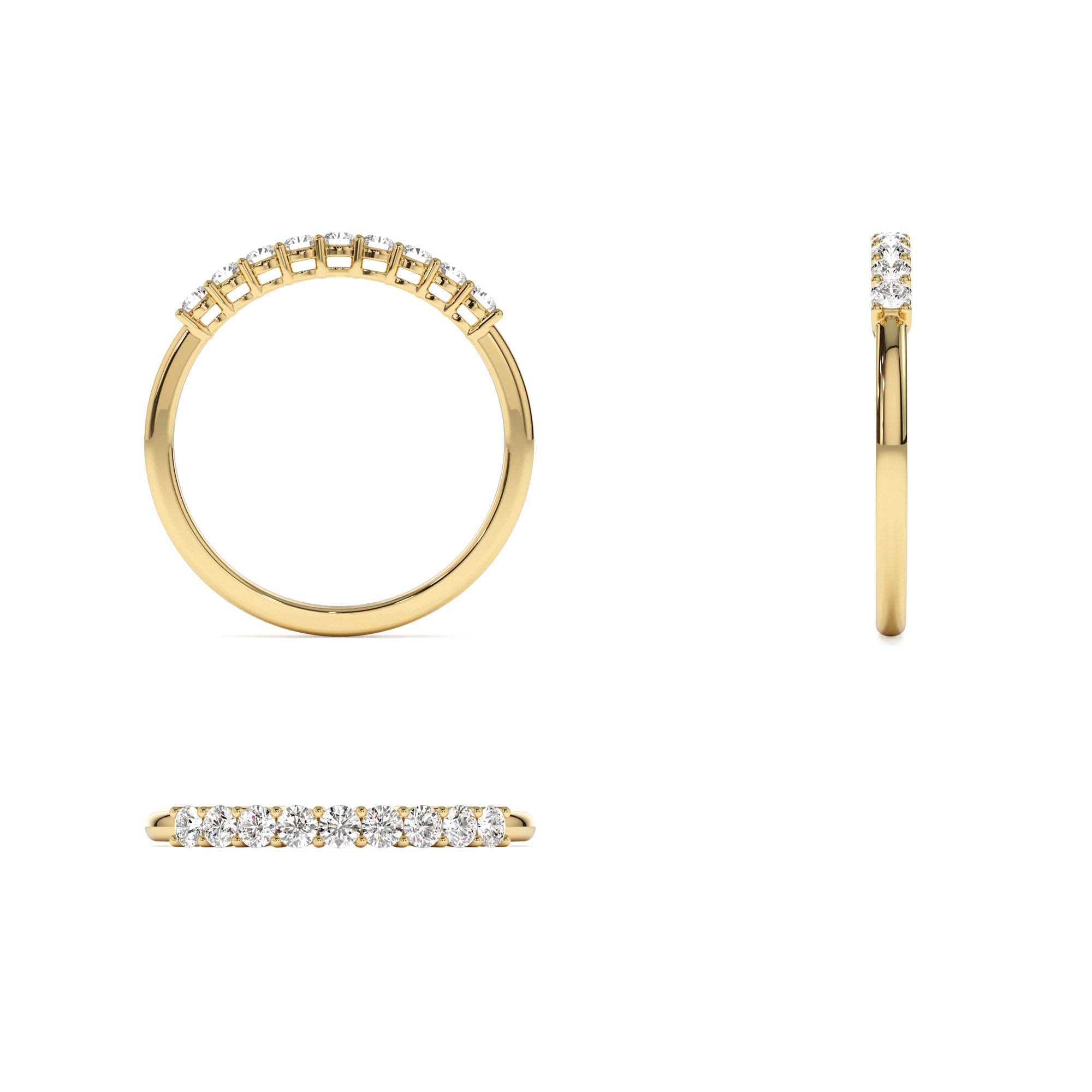 14k 0.30ctw 9 Stone Basket Setting Diamond Wedding Ring - view 5