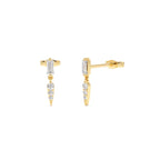 14k Baguette & Round Diamond Dangle Spike Earrings by Orlina Fine