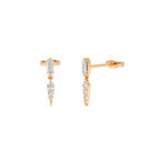 14k Baguette & Round Diamond Dangle Spike Earrings - view 2