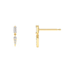 14k Baguette & Round Diamond Dangle Spike Earrings - view 4