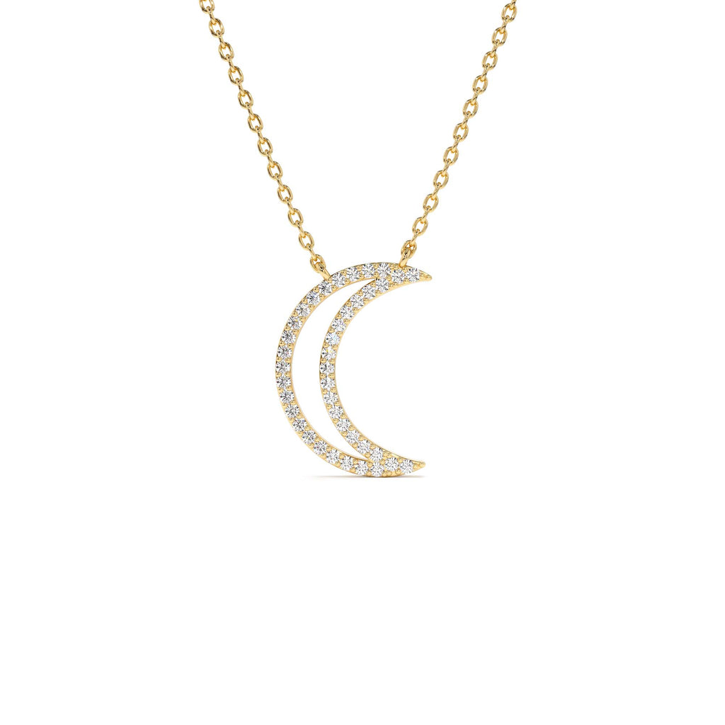 14K Diamond Moon Outline Necklace by Orlina Fine