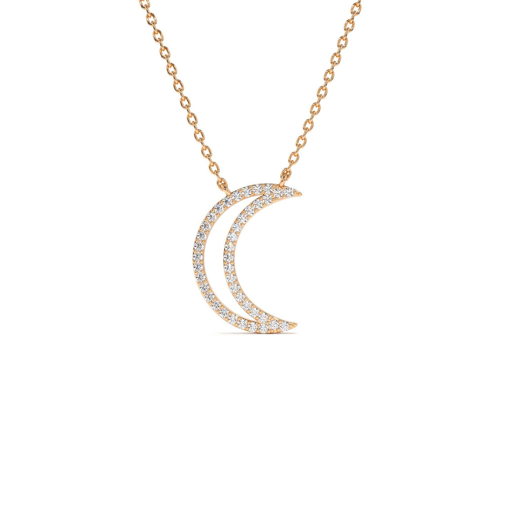 14K Diamond Moon Outline Necklace - view 2