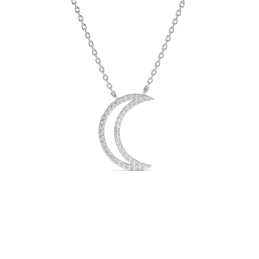 14K Diamond Moon Outline Necklace - view 3